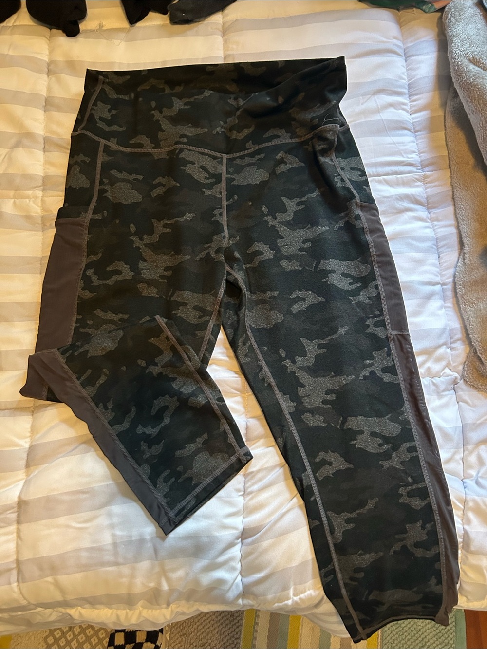 Fabletics Women’s Black & Gray Camo Capri Leggings